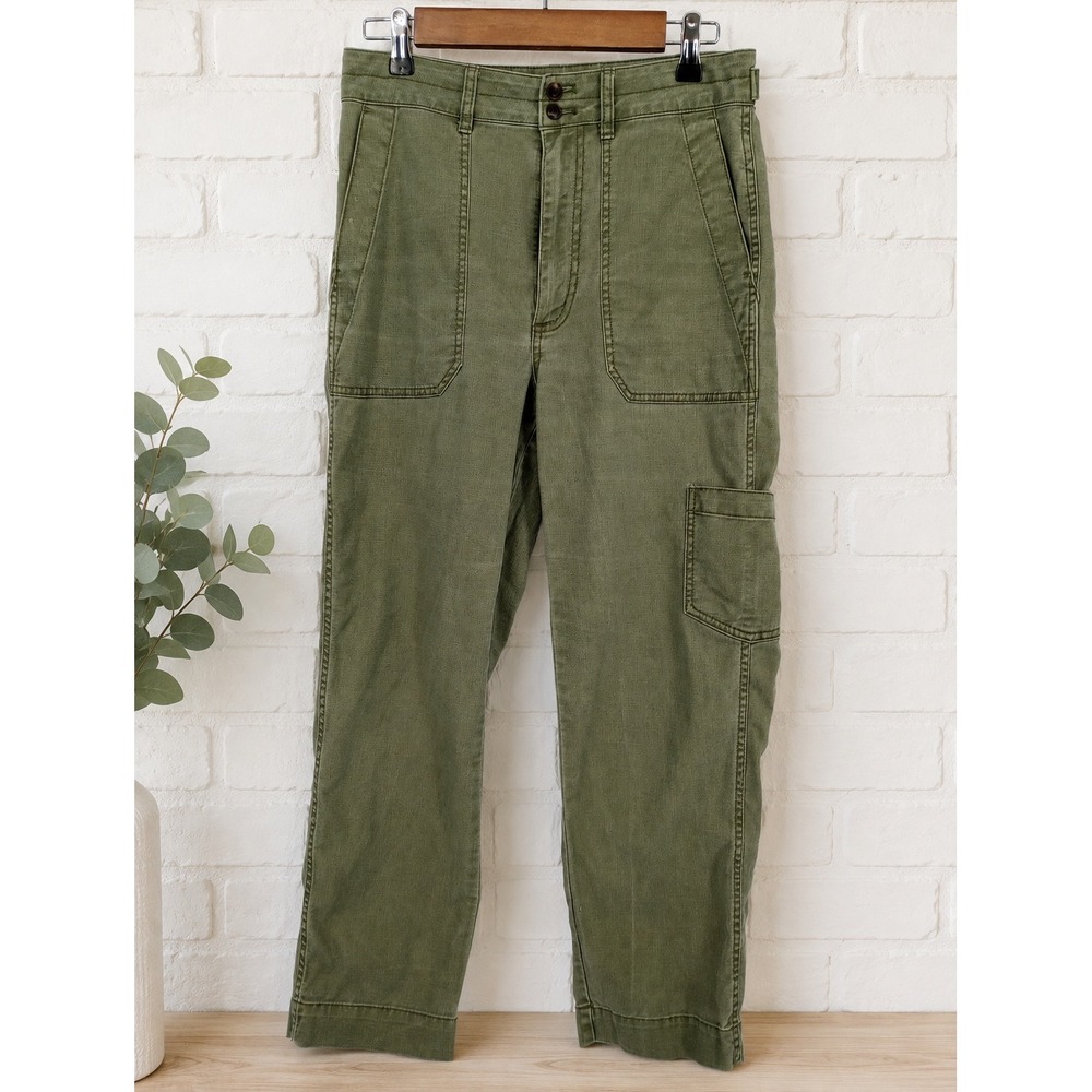 Madewell Military Utility Pants Women 27 Green Cargo Utility Straight Leg